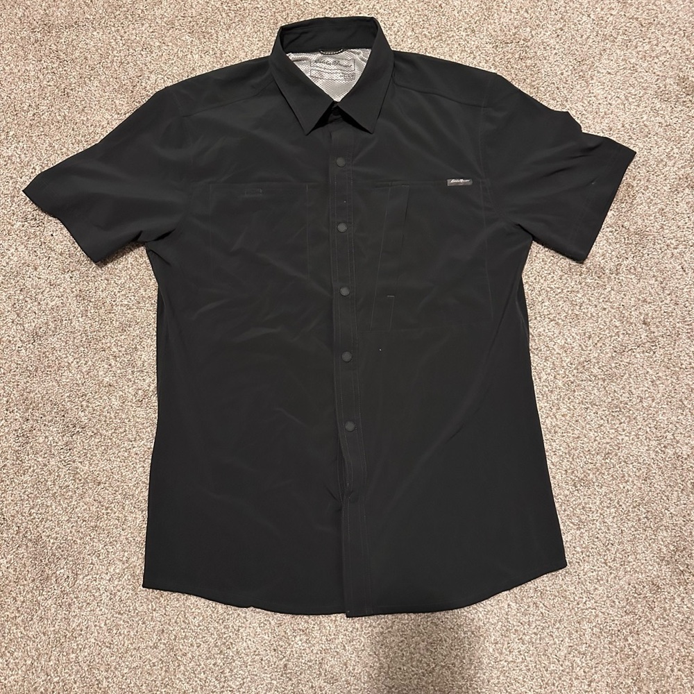 Eddie Bauer Men's Black Casual Button Down Shirt